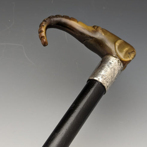1896 British Antique Men's Cane Horn Elephant Handle 86cm